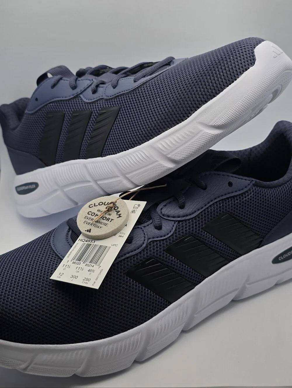 adidas Men's Navy Blue and Black Cloudfoam Flex Sneakers